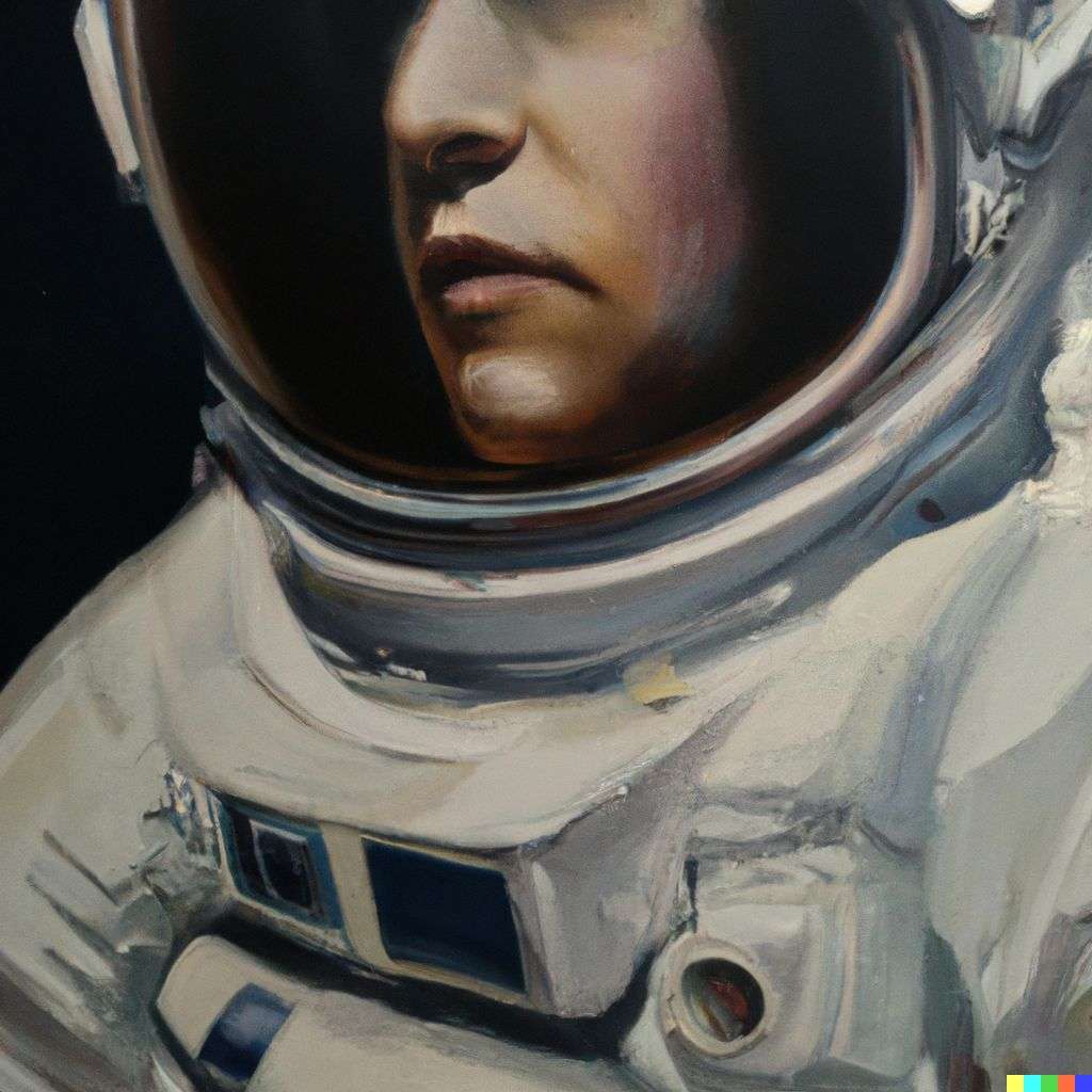 an astronaut, painting, hyperrealism